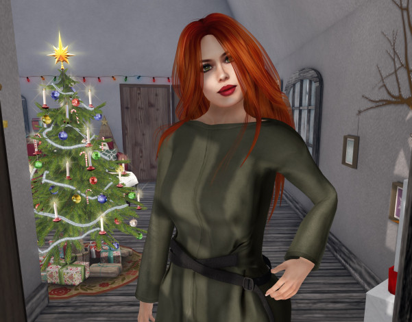 Обои картинки фото 3д графика, люди , people, рыжая, фон, девушка, взгляд, интерьер