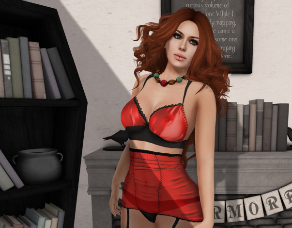 Обои картинки фото 3д графика, люди , people, взгляд, девушка, интерьер, рыжая, фон