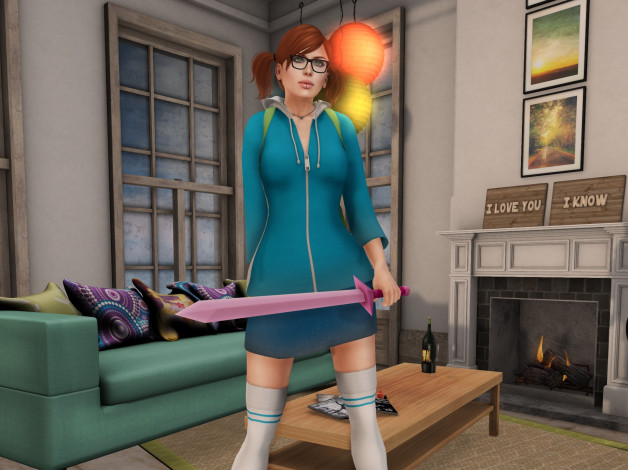 Обои картинки фото 3д графика, люди , people, рыжая, фон, взгляд, интерьер, девушка