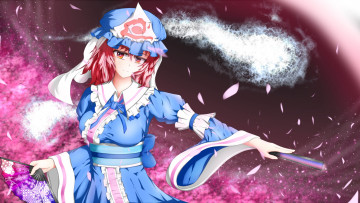 Картинка аниме touhou девушка взгляд фон