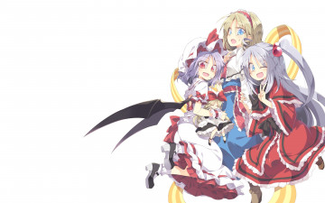 Картинка аниме touhou девушки взгляд фон