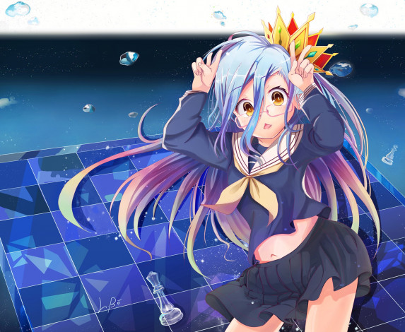 Обои картинки фото аниме, no game no life, взгляд, девушка, фон