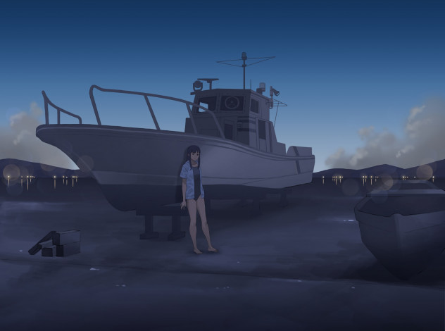 Обои картинки фото аниме, оружие,  техника,  технологии, девушка, взгляд, фон