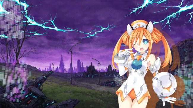 Обои картинки фото аниме, hyperdimension neptunia, взгляд, девушка, фон