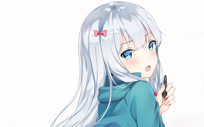 Обои картинки фото аниме, eromanga-sensei, девушка, взгляд, фон