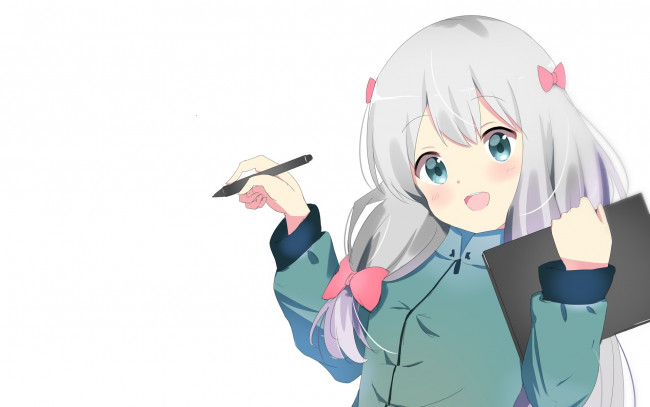 Обои картинки фото аниме, eromanga-sensei, девушка, взгляд, фон