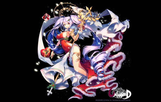 Обои картинки фото аниме, зима,  новый год,  рождество, девушка