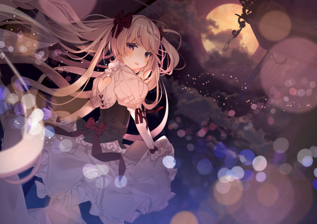 Обои картинки фото аниме, unknown,  другое, взгляд, девушка, фон