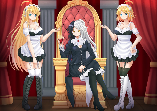 Обои картинки фото аниме, unknown,  другое, взгляд, фон, девушки