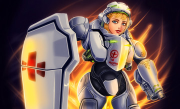 Картинка рисованное комиксы девушка робот фон взгляд