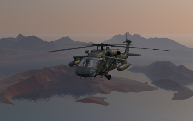 Обои картинки фото авиация, 3д, рисованые, v-graphic, полет, вертолет
