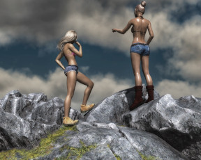 Картинка 3д+графика люди+ people фон взгляд девушки