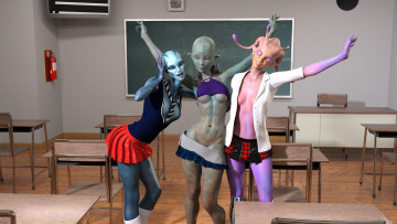 Картинка 3д+графика существа+ creatures эльфийки грудь фон взгляд