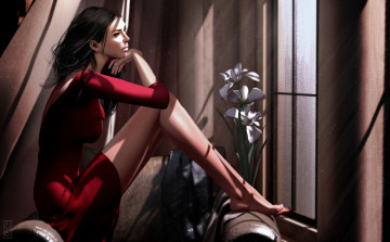 Картинка 3д+графика люди+ people взгляд фон девушка