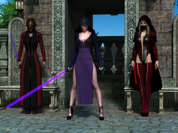 Обои картинки фото 3д графика, фантазия , fantasy, фон, взгляд, девушки