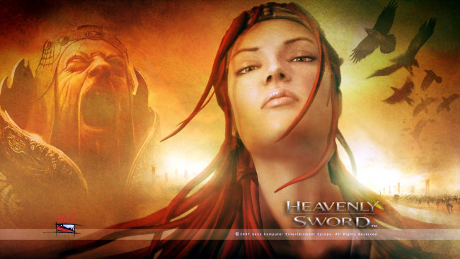 Обои картинки фото видео игры, heavenly sword, птицы, лицо, статуя, нарико