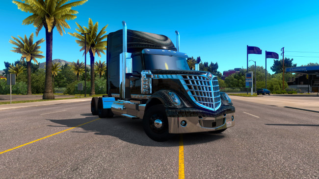 Обои картинки фото american truck simulator, видео игры, international, lone, star, truck, грузовик, тягач, engine, corp, navistar, caterpillar, c15, hendrickson, meritor, dana-spicer