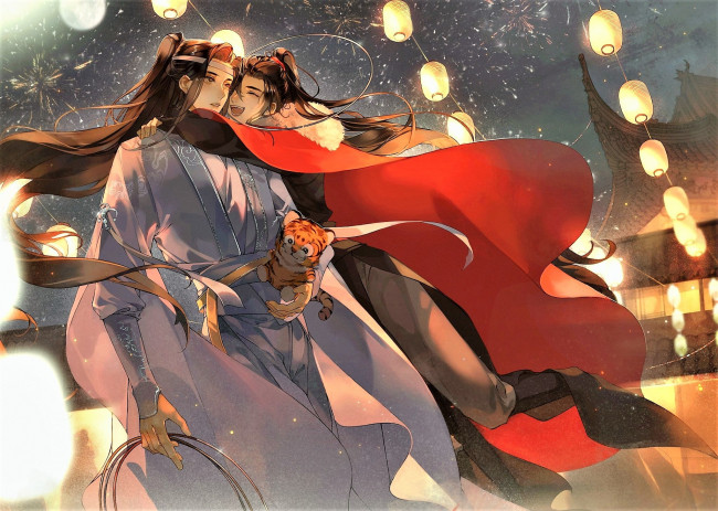 Обои картинки фото аниме, mo dao zu shi, вэй, усянь, лань, ванцзы, тигренок