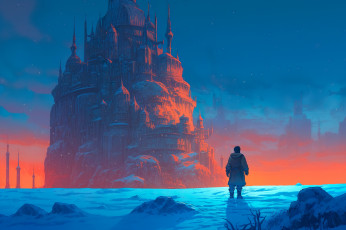 Картинка фэнтези замки зима снег