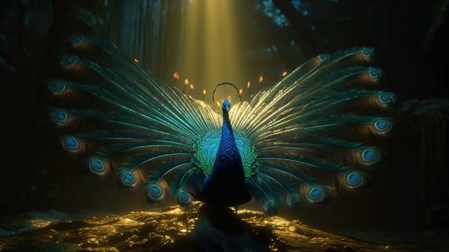 Обои картинки фото рисованное, животные, павлин