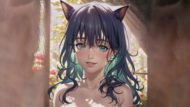 Обои картинки фото аниме, животные,  существа, нейросетевые, девушки, нейросети