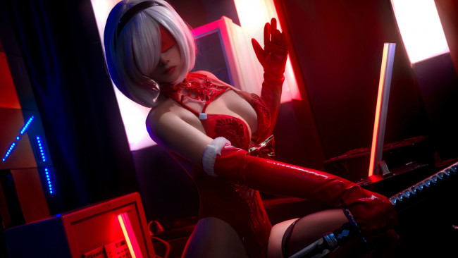 Обои картинки фото nian nian_d, девушки, - креатив,  косплей, automata, nier