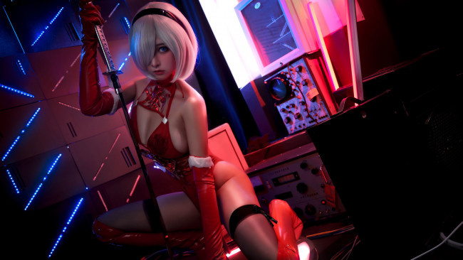 Обои картинки фото nian nian_d, девушки, - креатив,  косплей, automata, nier