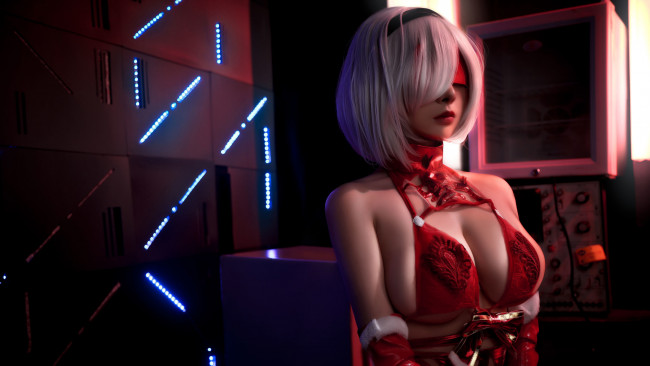 Обои картинки фото nian nian_d, девушки, - креатив,  косплей, automata, nier