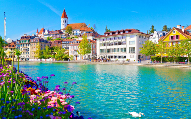 Обои картинки фото thun, switzerland, города, - улицы,  площади,  набережные