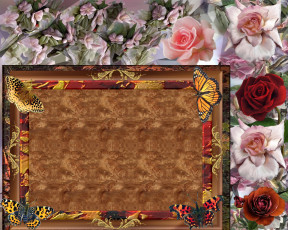 Картинка 295518 рисованное цветы бабочки