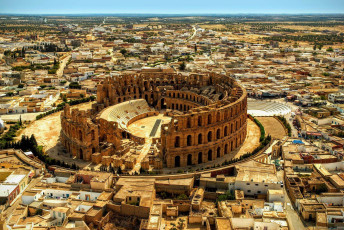 обоя amphitheatre el jem, tunisia, города, - панорамы, amphitheatre, el, jem
