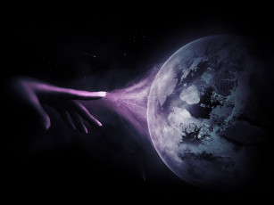 Картинка космос арт земля рука