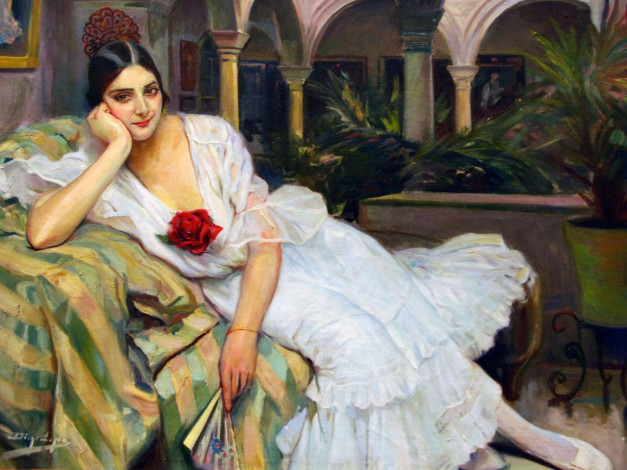 Обои картинки фото рисованные, люди, испанка