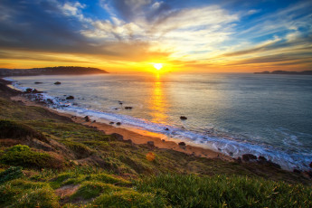 Картинка природа восходы закаты солнце небо вода берег