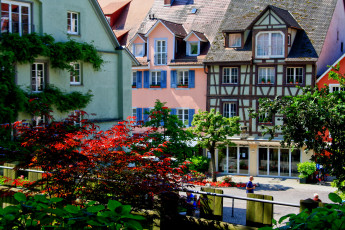 Картинка германия меерсбург города улицы площади набережные дома улица деревья