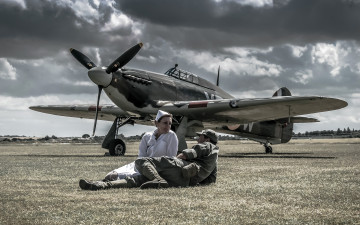 Картинка авиация лёгкие одномоторные самолёты пилот пропеллер hawker+hurricane