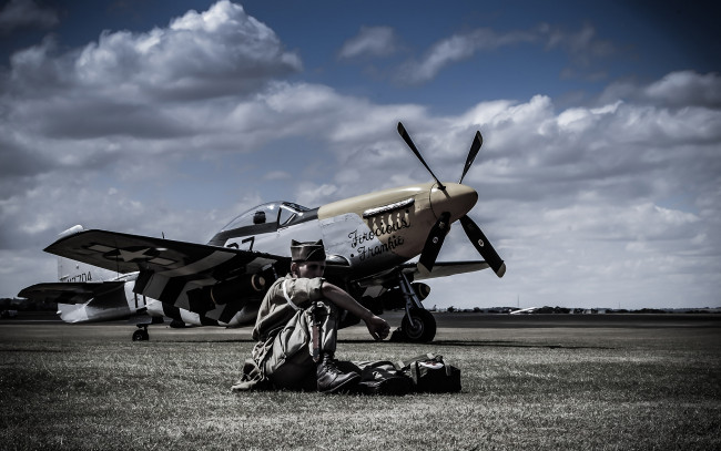 Обои картинки фото авиация, лёгкие, одномоторные, самолёты, пилот, пропеллер, north american p-51 mustang