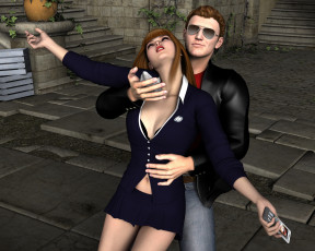 Картинка reporter 3д+графика люди+ people девушка мужчина