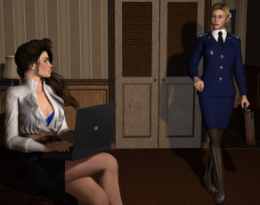 Картинка reporter 3д+графика люди+ people девушки прокурор допрос