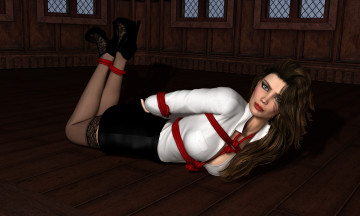 обоя reporter, 3д графика, люди , people, девушка, связанная