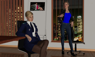 Картинка reporter 3д+графика люди+ people девушки допрос прокурор