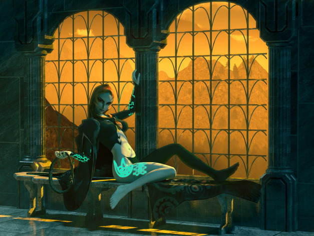 Обои картинки фото 3д графика, эльфы , elves, окно, взгляд, эльфийка