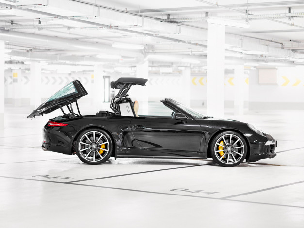 Обои картинки фото автомобили, porsche, темный, 991, 2014г, 4s, targa, 911