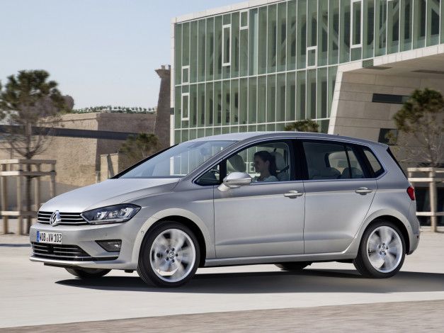 Обои картинки фото автомобили, volkswagen, серый, 2014, tdi, golf, sportsvan