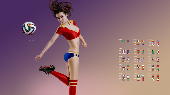 Обои картинки фото спорт, футбол, девушка, мяч, азиатка, фон