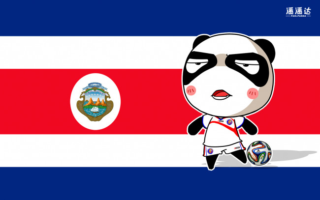 Обои картинки фото спорт, 3d, рисованные, панда, флаг, мяч, чемпионат, бразилия, 2014г