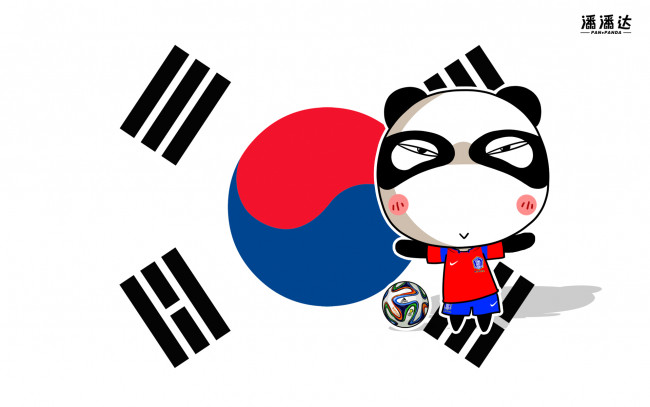 Обои картинки фото спорт, 3d, рисованные, панда, флаг, мяч, чемпионат, бразилия, 2014г