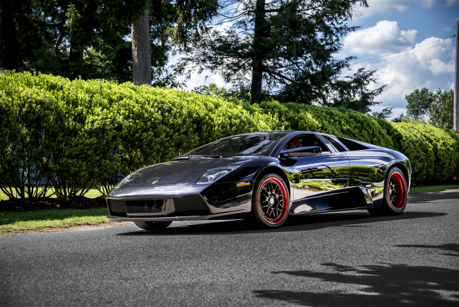 Обои картинки фото lamborghini mucrielago, автомобили, lamborghini, автопробег, выставка, автошоу