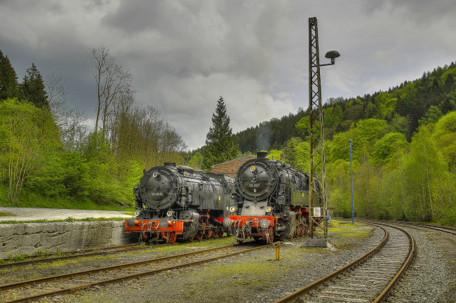 Обои картинки фото техника, паровозы, дорога, железная, паровоз, рельсы