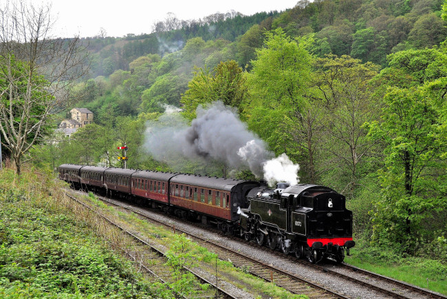 Обои картинки фото техника, паровозы, рельсы, паровоз, дорога, железная